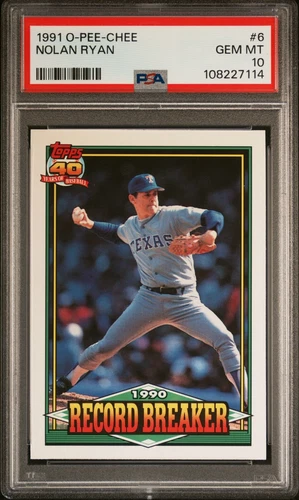 1991 O-Pee-Chee #6 Nolan Ryan (HOF) Record Breaker PSA 10 GEM MINT Free Shipping