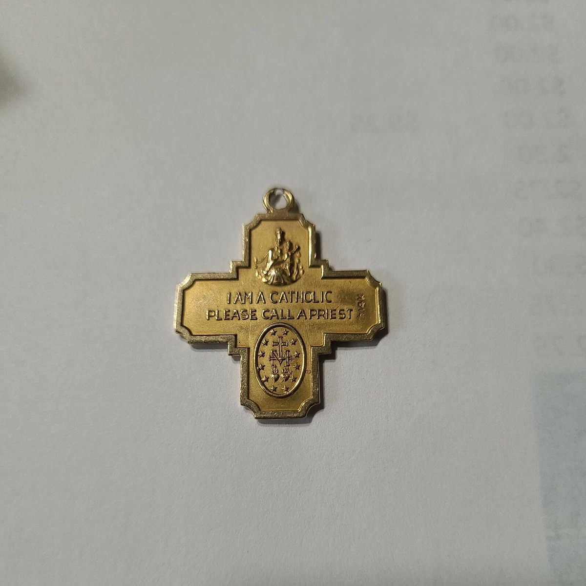 14K Catholic Cross