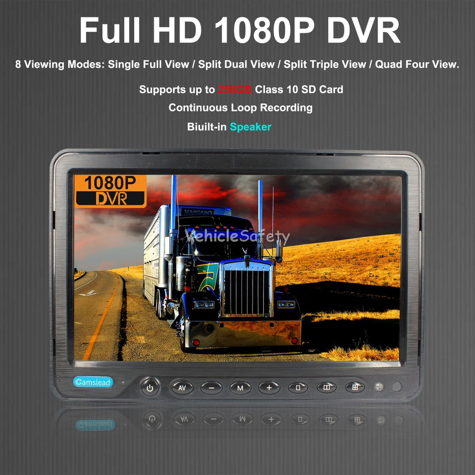9" Wired 1080P Camera System DVR Recorder Monitor 4 Channels Trailer Cable Kit - Image 2 of 4