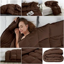 Fancy Premium Soft Solid Chocolate Comforter Down Alternative Olympic Queen
