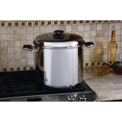 24qt 12-Element ''Waterless'' Stockpot with Deep Steamer Basket and Cover Lid