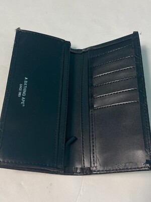 小物 BAPE LEATHER WALLET A Bathing Ape Leather Long Wallet Camo Print Black Japanese