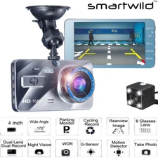 4" Dual Lens FHD 1080P Vehicle Black Box Car Video Recorder DVR Rear View Mirror
