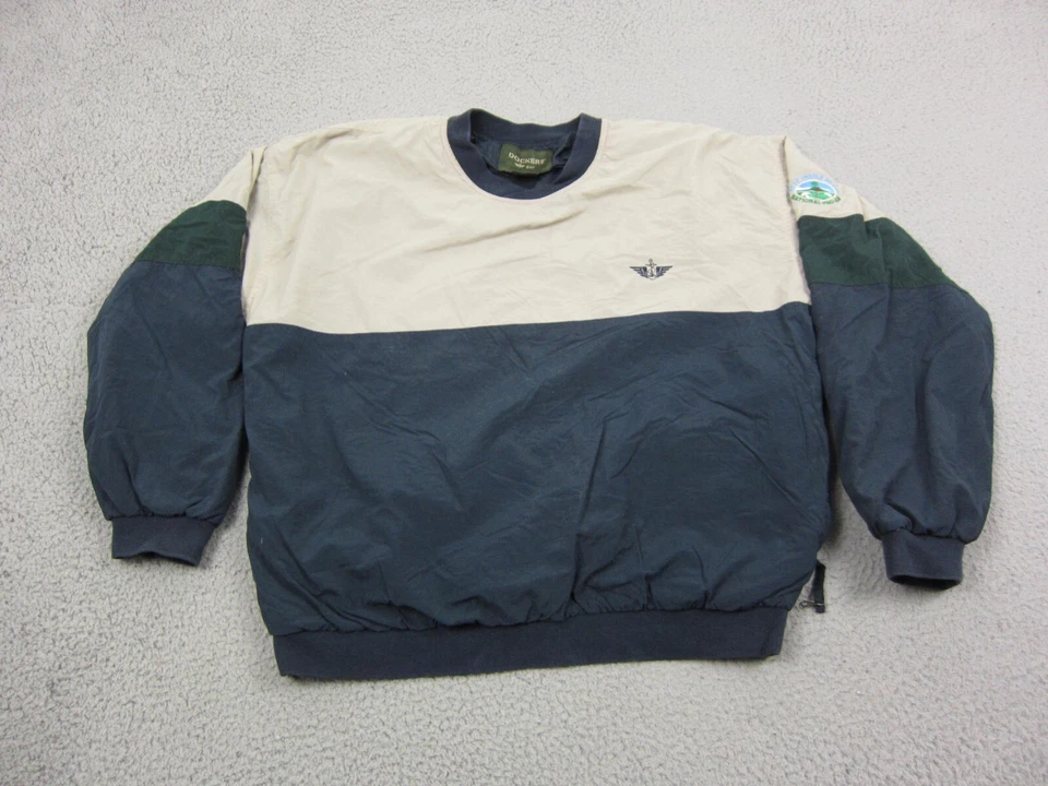 Винтажный AT&T Pebble Beach Pro Am куртка мужская средний синий коричневый трек пуловер - Изображение 3 из 4