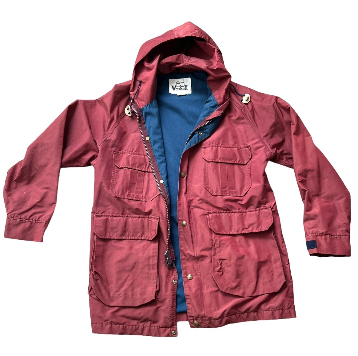 Vintage Woolrich Jacket Mens Medium Cargo Red Full Zip Snap Up
