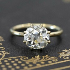 Amazing Round Shape Old European Cut 3.10CT Sapphire Vintage Engagement Ring