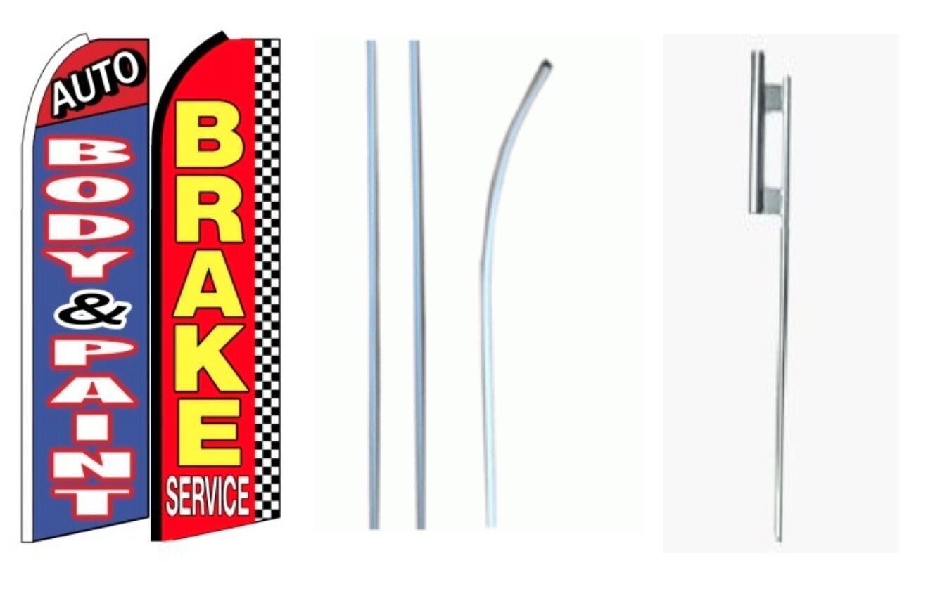 Auto Body & paint Brake King Size  Swooper Flag Sign  W/Complete 2 Full Set Wysoko oceniane akcje