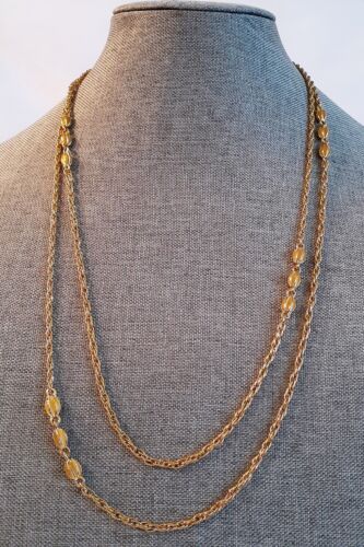 Vintage Flapper Length Gold Tone Chain necklace