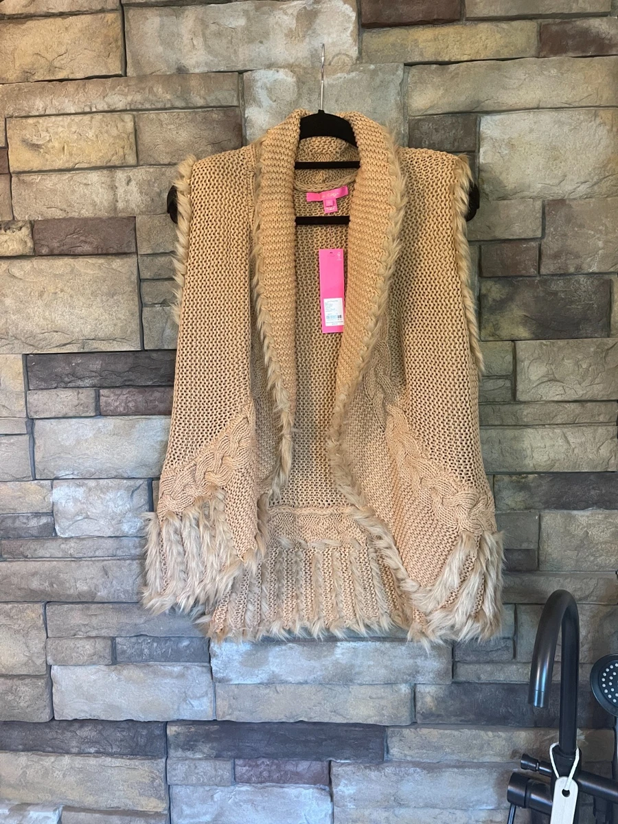 Lilly Pulitzer NWT Torini Sweater Vest Sand Castle Tan Gold