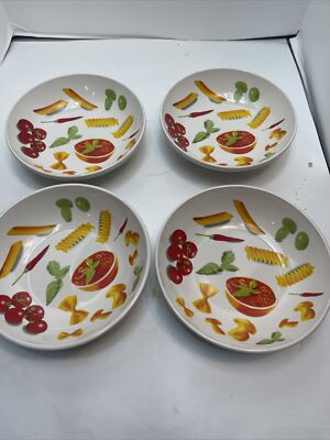 Today's Living Ceramic  8 '' Vegetable Pasta Cereal Salad Bowls Set of 4