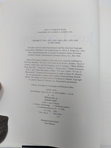Just Looking: Essays über Kunst von John Updike (1989, Hardcover) - Bild 5 von 7
