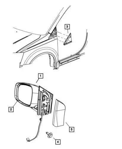 Espejo retrovisor derecho para Dodge Grand Caravan 2008-2020 (N/P 1AB721BUAJ)