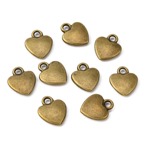 30 x Bronze 3D Puffy Heart Charms Pendant Jewellery Making 10mm