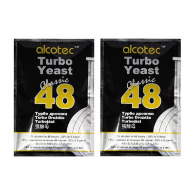 2 x Alcotec Turbohefe 48 Classic Vodka Gärhefe 20% Brennhefe Hefe Alkohol