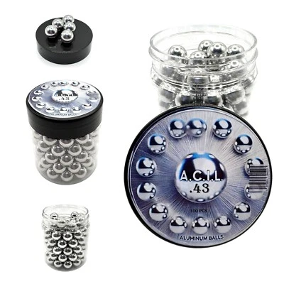 A.C.I.L. 100 x Palline di Alluminio Solide Riutilizzabili Paintballs 1,8 grammi Cal 0,43 f t4e