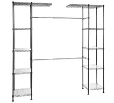 Expandable Metal Hanging Storage Organizer Rack Wardrobe 57''- 80''x14''x72''