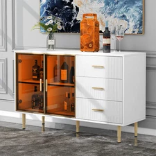 60" Sideboard Cabinet with 3 Storage Drawers Coffee Bar Buffet for Dining Room