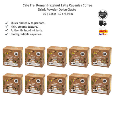 Cafe Frei Roman Hazelnut Latte Capsules Instant Coffee  for Dolce Gusto 126gx10