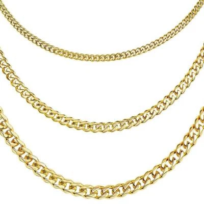 Kette Gold Herren vergoldet Panzerkette 750 Gold 18K Damen WASSERFEST K3325DL - Bild 1 von 3