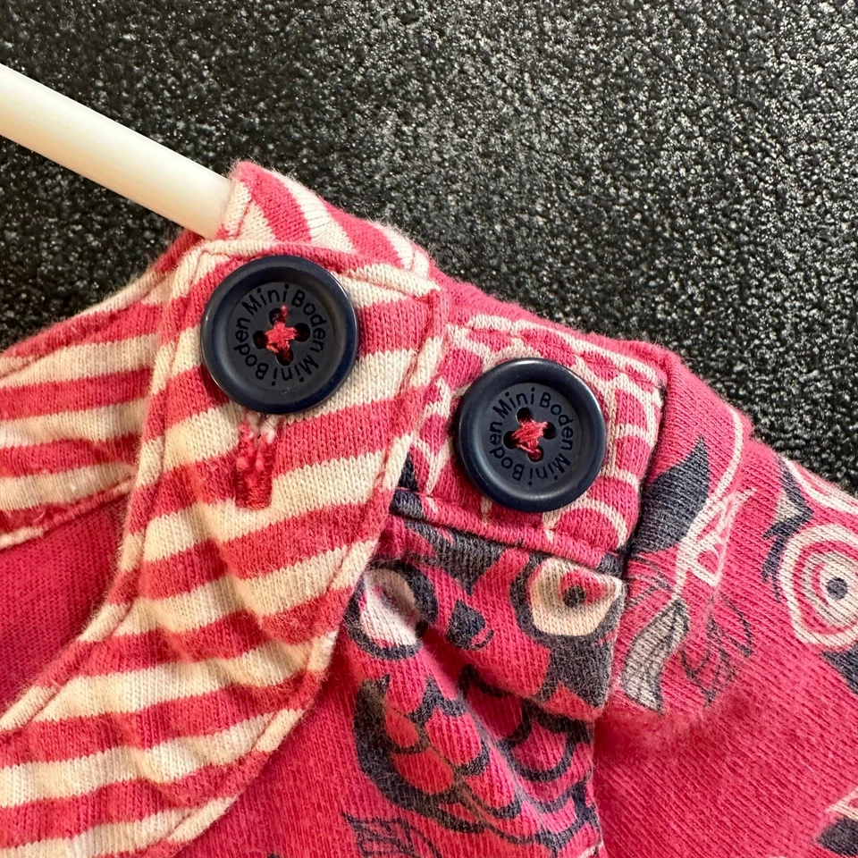 Mini Boden Owl Tunic Dress Pockets Striped Details 100% Cotton Size 7-8Y - Image 3 of 4