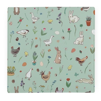 Ostern Tiere Quadratisch Glas Arbeitsplatte Schutz/Untersetzer - Frühling Küche Geschenke