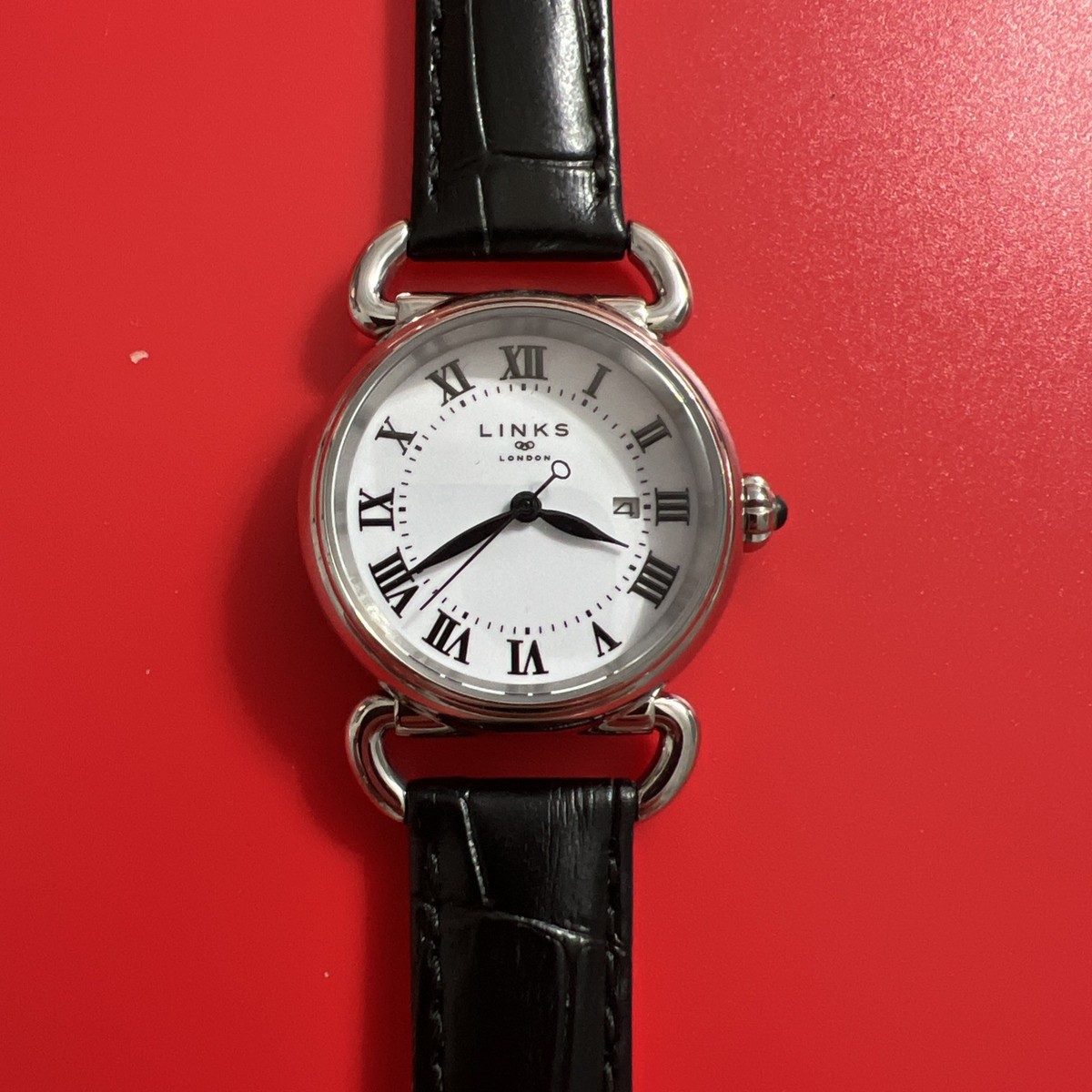 【非売品/美品】Links of Londonドライバー レザーウォッチ LINKS OF LONDON Ladies STS Black Crocodile Leather Mini Driver