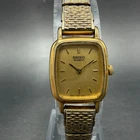 Seiko Watch Women 18mm Champagne Dial Gold Tone Rectangle 1N00-5K29 New Battery5