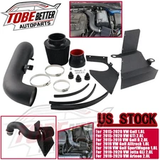Black Heat Shield Cold Air Intake Kit For VW Golf R GTi 1.8T 2.0T Engine 2015-20