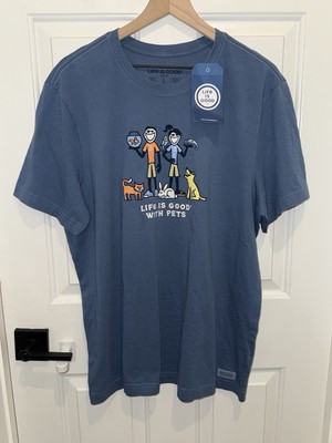 Life Is Good With Pets x 2025 Global Pet Expo Crusher Tee T Shirt Large L Blue