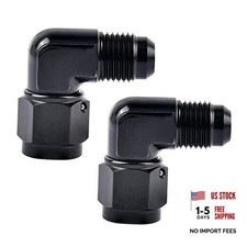 Female to Male Flare 90 Degree Swivel Fitting Adapter Aluminum Black 2PCS 6AN