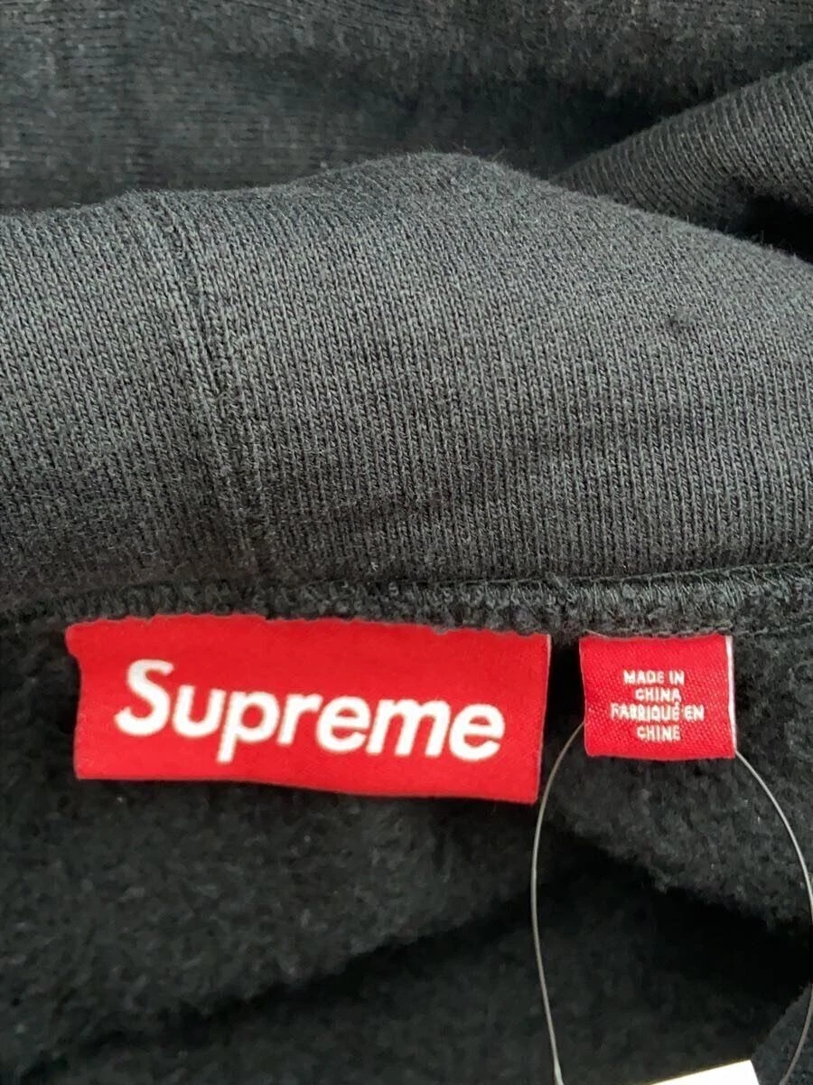Felpa con cappuccio Supreme XL cotone BLK 25ss sfilacciata usata