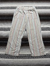 Toad  Co Barley Stripe Taj Hemp Wide Leg Pull-On Pants Womens Medium Beach Boho