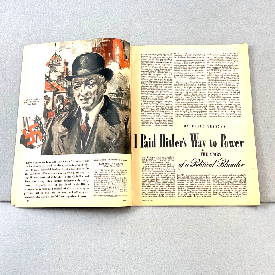 Журнал Liberty Вторая мировая война 22 августа 1941 г. Raging I Paid Hitler's Way to Power Вторая мировая война - Изображение 3 из 4
