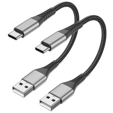 6 Inch Short USB C Cable Fast Charging 2 Pack, 0.5Ft USB a to USB C Cable Short