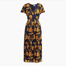 J. Crew Women's Pleated Floral Midi Dress size 2 Wedding Guest Dress