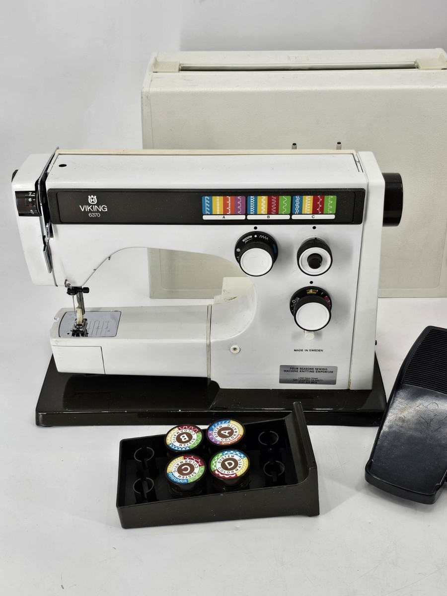 スイス・アクティバ ミシン Vintage Husqvarna Viking 6370 Sewing Machine Colormatic White for