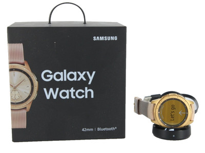Samsung Galaxy Watch 42mm Rose Gold Stainless Steel Case Pink Classic Buckle