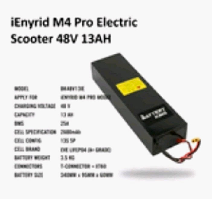 Electric Scooter Battery Pack 48V 13Ah Black Adults Accessory