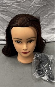 Female Cosmetology Mannequin Training Head Dark Brown Hair Practice w/ Clamp