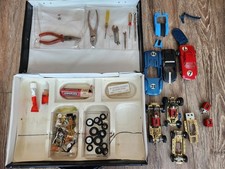 1965 Monogram Slot Car Lot 132 Brass Chassis Motors Pit Box Ferrari Tires