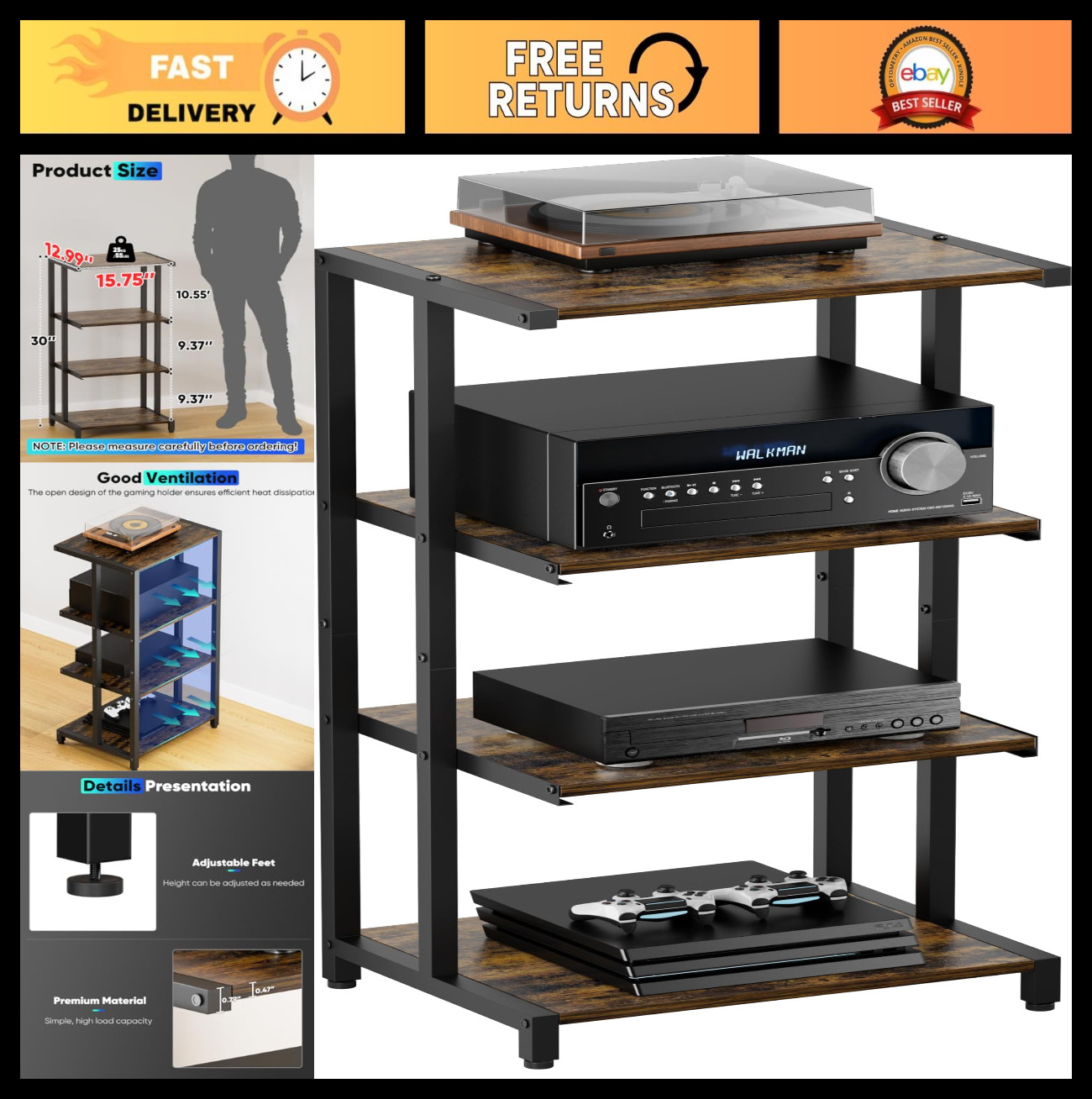 - Corner Shelf For Tv, Av Equipment, Ps4, Audio Storag