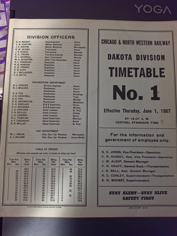 Chicago & North Western Railroad Employee Timetable 1 - Jun 1 1967 - Twin Cities