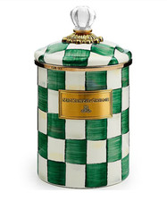 MacKenzie-Childs Check Canister, Emerald Check NEW