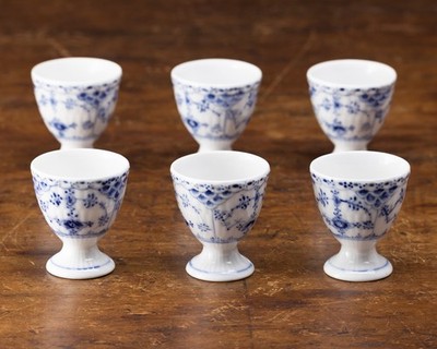 Set of 6 Royal Copenhagen Blue Fluted Half Lace 452 Egg Cup 1st