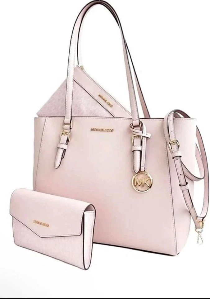 MICHAEL KORS CHARLOTTE LG 3 in 1 ZIP TOTE SHOULDER BAG CROSSBODY PINK LEATHER - Image 2 of 4