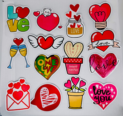 Hearts, Hearts & More Hearts Stickers 14 pcs. (NEW) | eBay