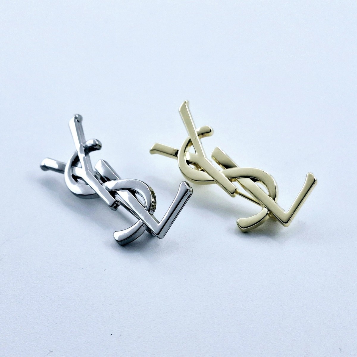 Vintage Silver Yves Saint Laurent YSL Brooch, Employee Lapel Pin