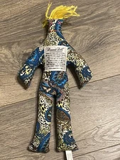 Original Dammit Doll 14 In Tall Blue Pattern Stress Reliever Doll Blue Hair