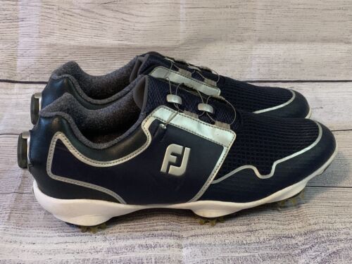 Footjoy FJ Sport TF BOA Golf Shoes Womens Sz 9 White Navy Blue