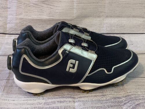 Footjoy FJ Sport TF BOA Golf Shoes Womens Sz 8 White Navy Blue (size 6 Mens) - Afbeelding 1 van 6